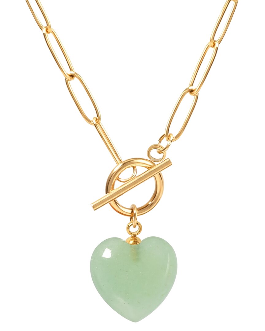Liv Oliver 18k Plated 15.25 Ct. Tw. Jade Heart Chain Toggle Necklace In Metallic