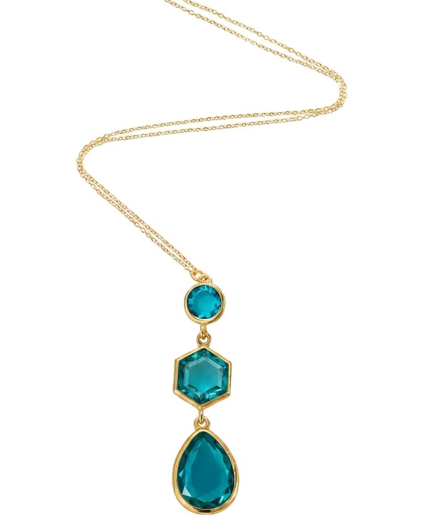 Liv Oliver 18k Plated 9.75 Ct. Tw. London Blue Quartz Pendant Necklace In Blue
