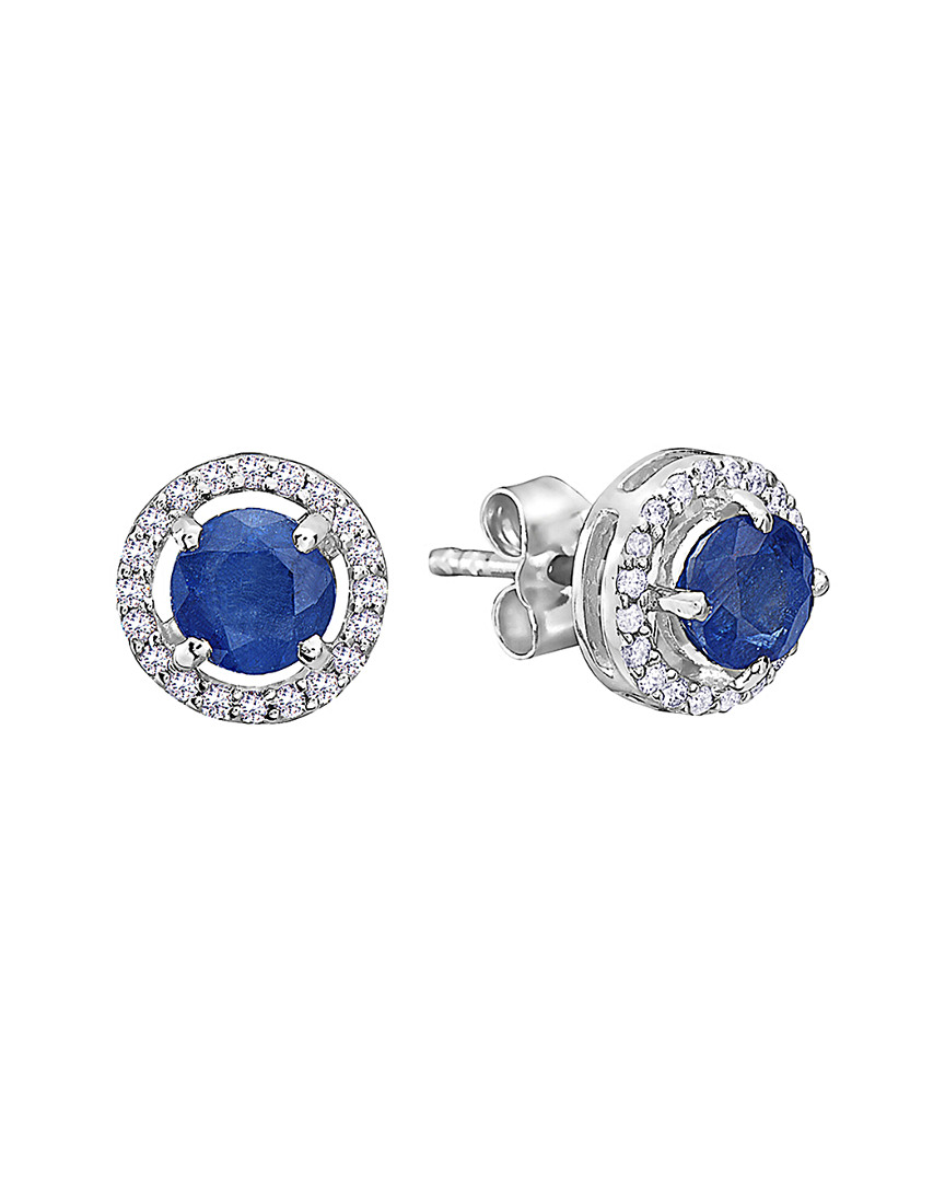 Forever Creations Signature Collection 14k 1.85 Ct. Tw. Diamond Sapphire Studs