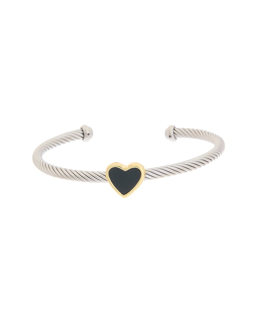 Juvell 18k Two-tone Plated Heart Bangle Bracelet
