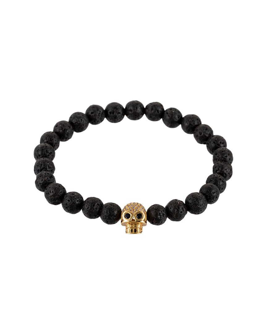 Eye Candy La Chakra Beaded Skull Cz Stretch Bracelet In Black
