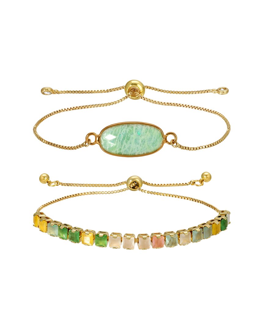 Eye Candy La Nova Moon Cz Bolo Bracelet Set In Gold
