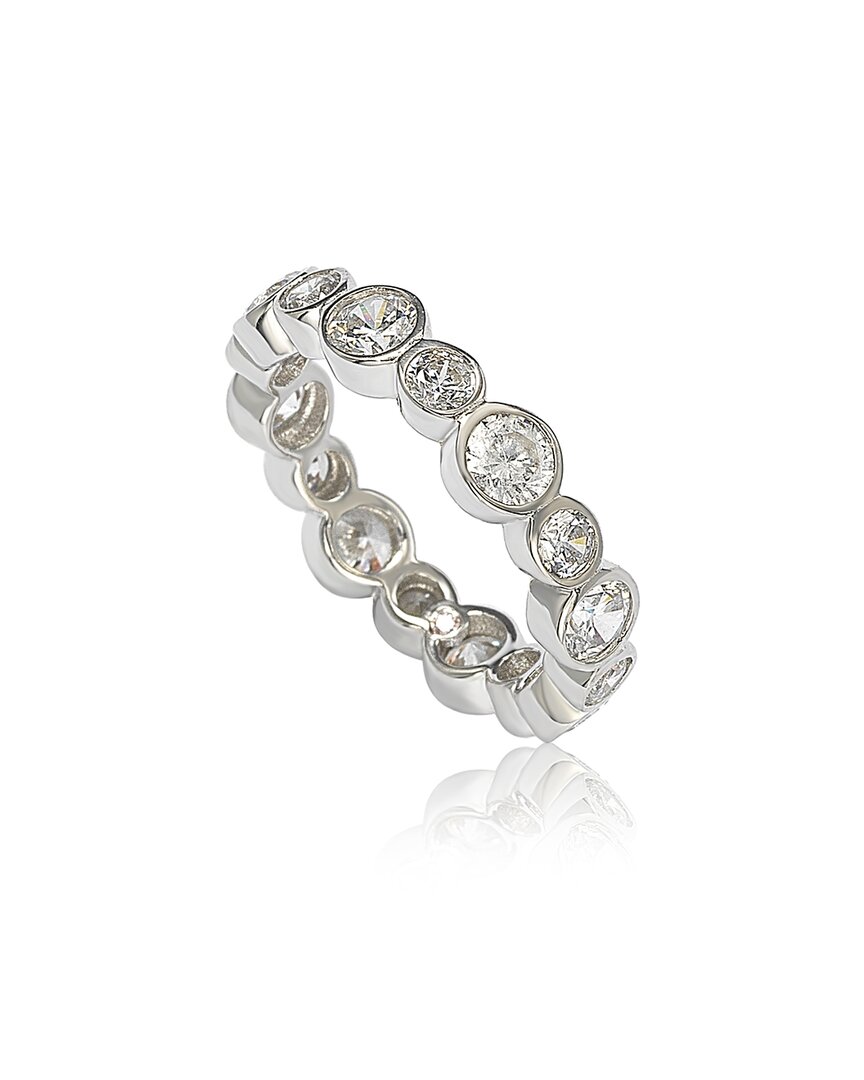 Suzy Levian Sterling Silver Cubic Zirconia Multi Circle Bezel Set Eternity Band In Metallic