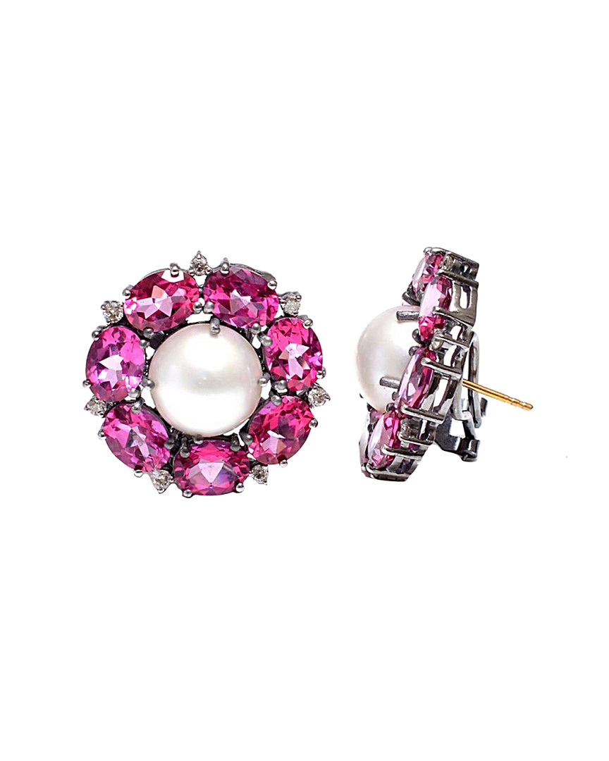 Image of Arthur Marder Fine Jewelry Silver Topaz & Pearl Earrings