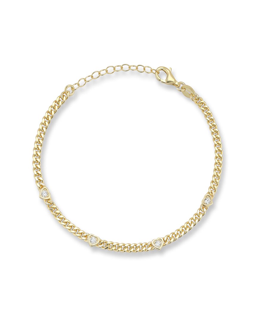 Chloe & Madison Chloe And Madison 14k Over Silver Cz Heart Curb Bracelet