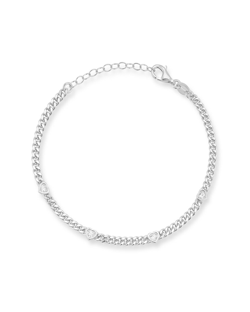 Chloe & Madison Chloe And Madison Silver Cz Heart Curb Bracelet