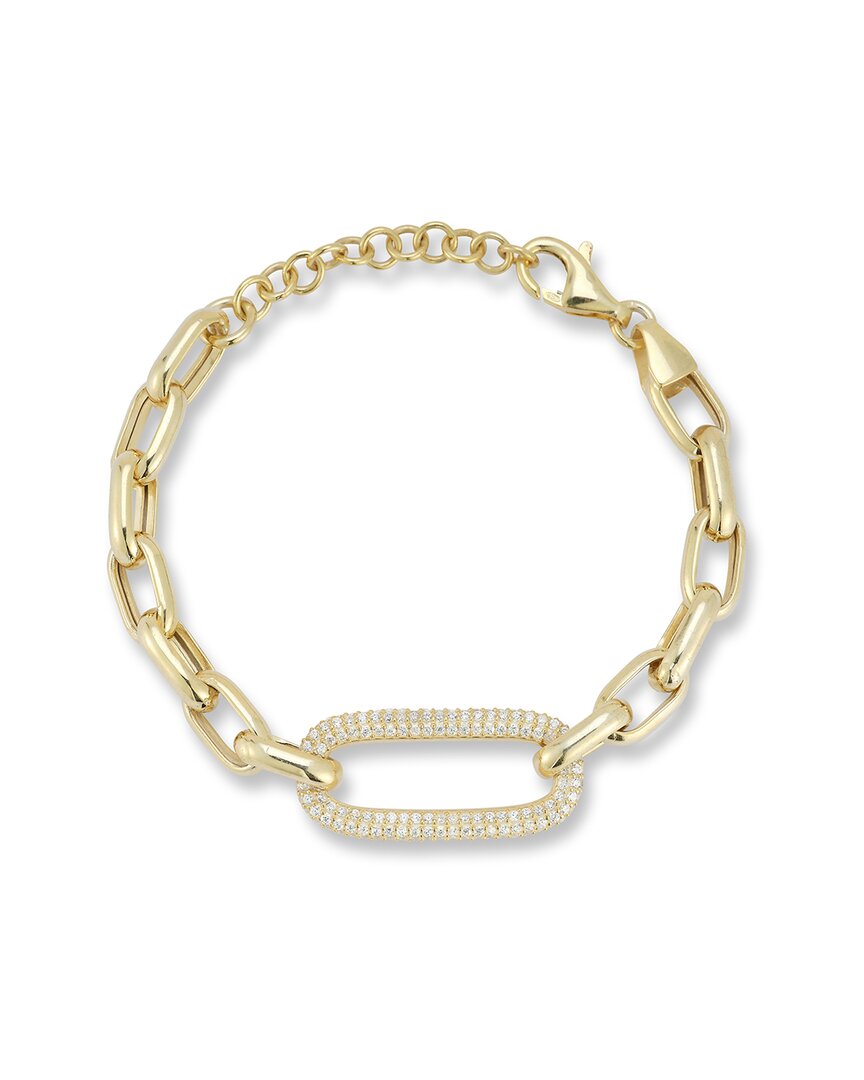 Chloe & Madison Chloe And Madison 14k Over Silver Cz Pave Bold Link Bracelet In Gold