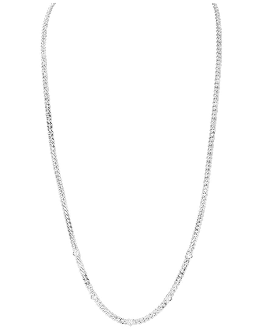 Chloe & Madison Chloe And Madison Silver Cz Heart Curb Necklace