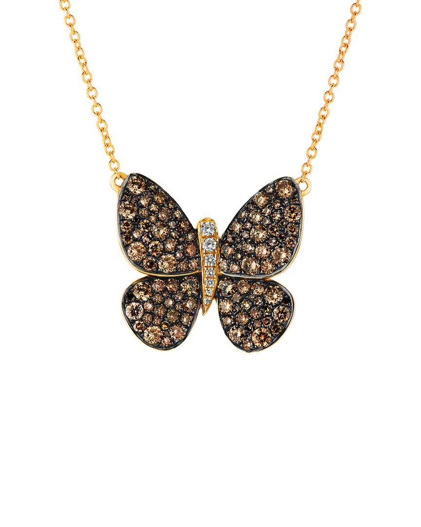 Le Vian ® Butterfly Away 14k Rose Gold 1.88 Ct. Tw. Diamond Butterfly Necklace In Gold