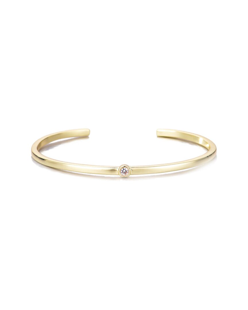 Adornia 14k Plated Skinny Cuff With Stone Bracelet In Gold