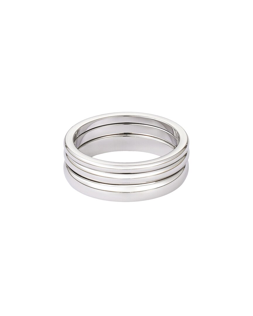 Adornia Silver Plated Stainless Steel Tarnish-resistant Stacking Band Ring Set In Metallic