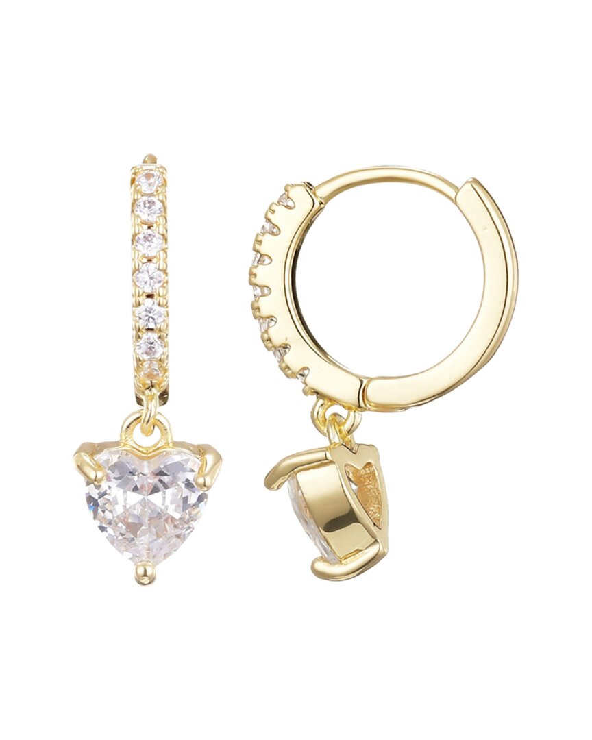 Adornia 14k Plated Cz Heart-shaped Huggie Hoop Earrings In Gold