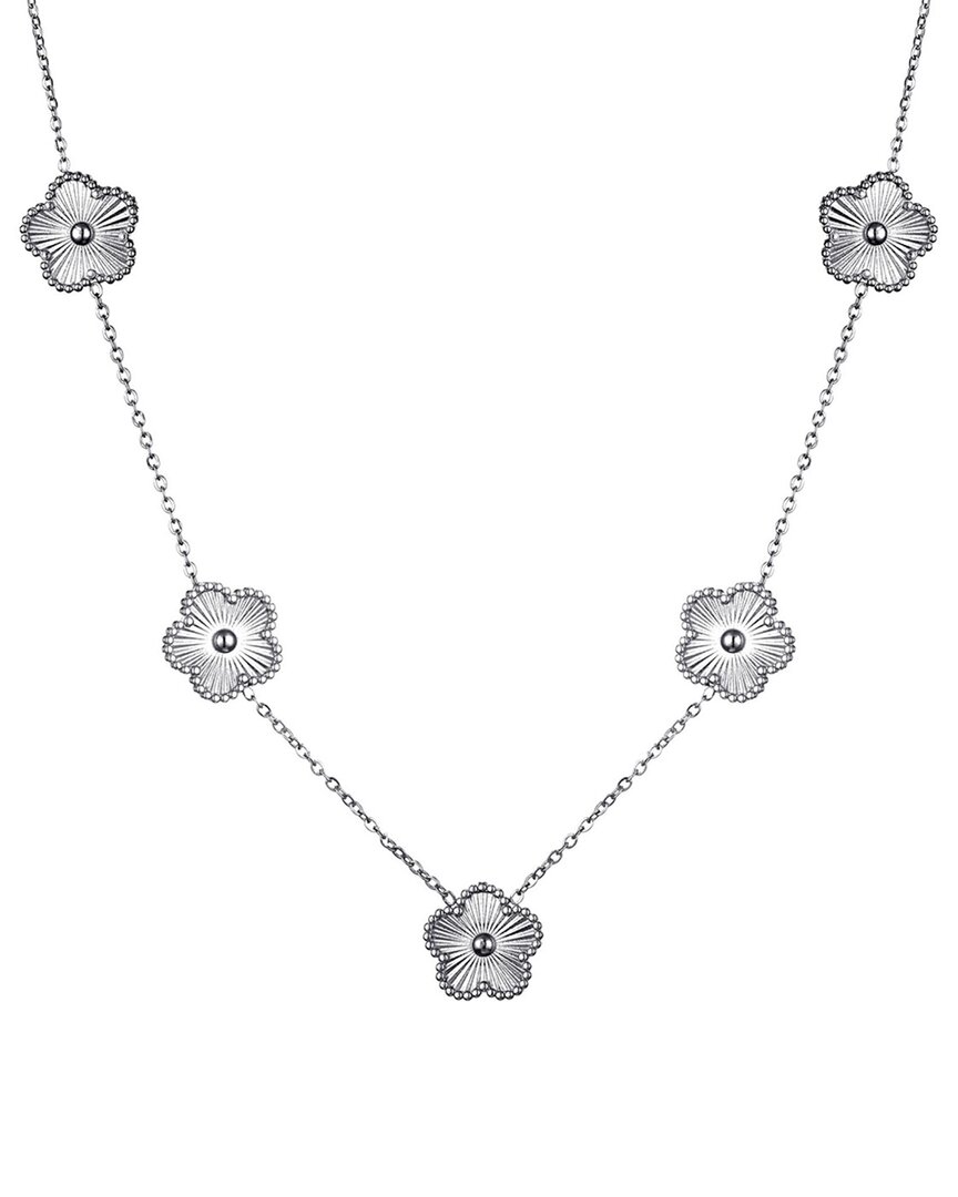 Adornia Silver Plated Stainless Steel Tarnish-resistant 5-leaf Clover Station Necklace In Brown