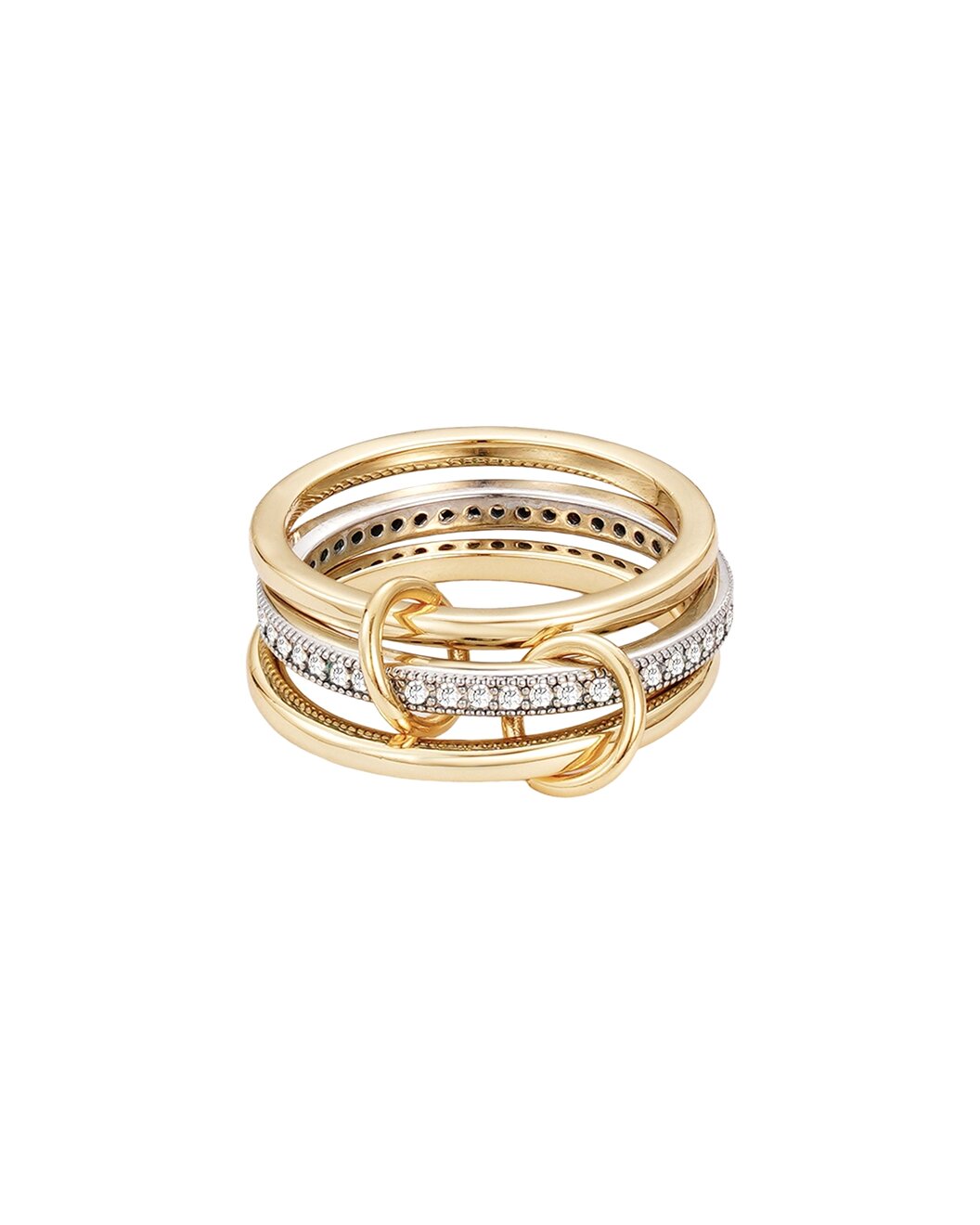 ADORNIA 14K Plated CZ Connected 3pc Ring Stack / Gilt