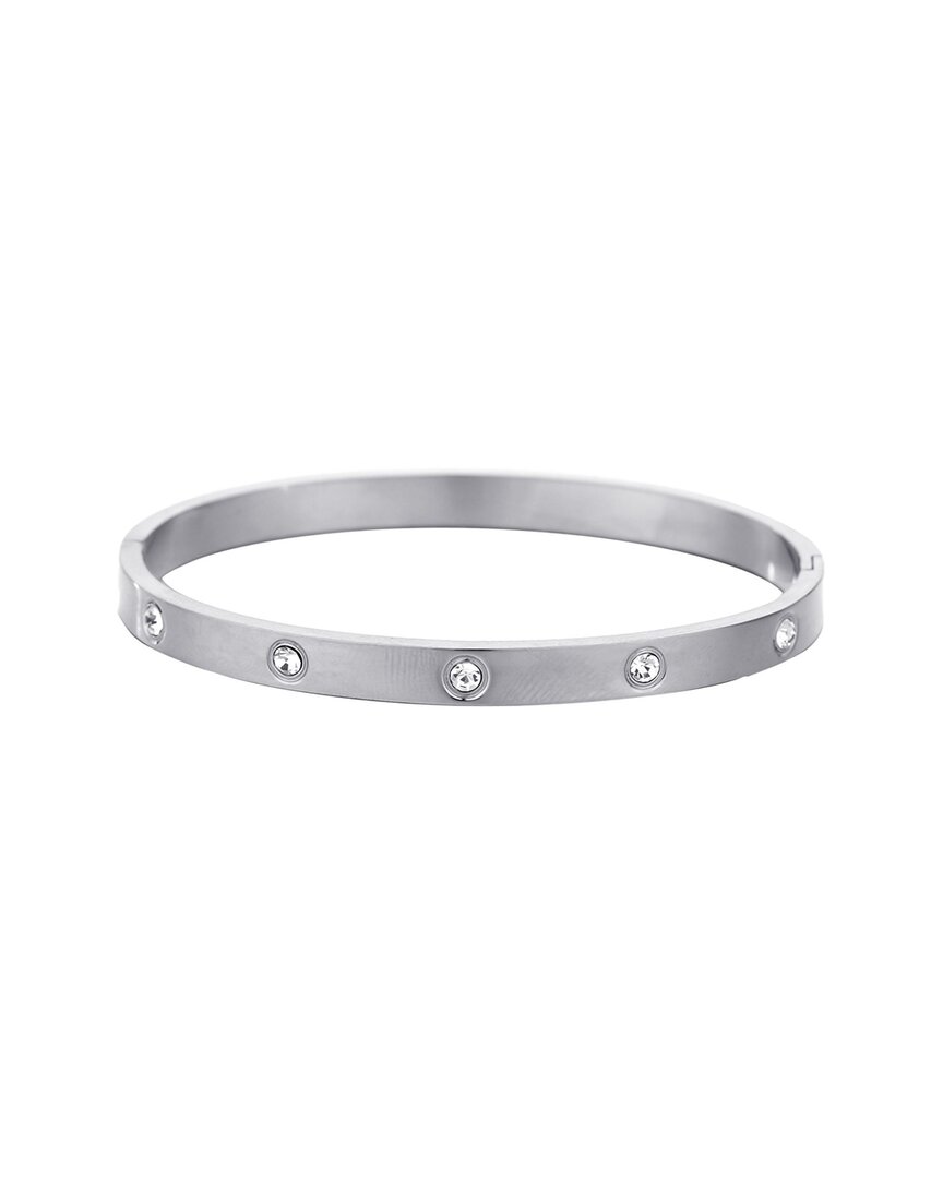 Adornia Silver Plated Stainless Steel Tarnish-resistant Plated Crystal Eternity Cuff Bracelet In Brown