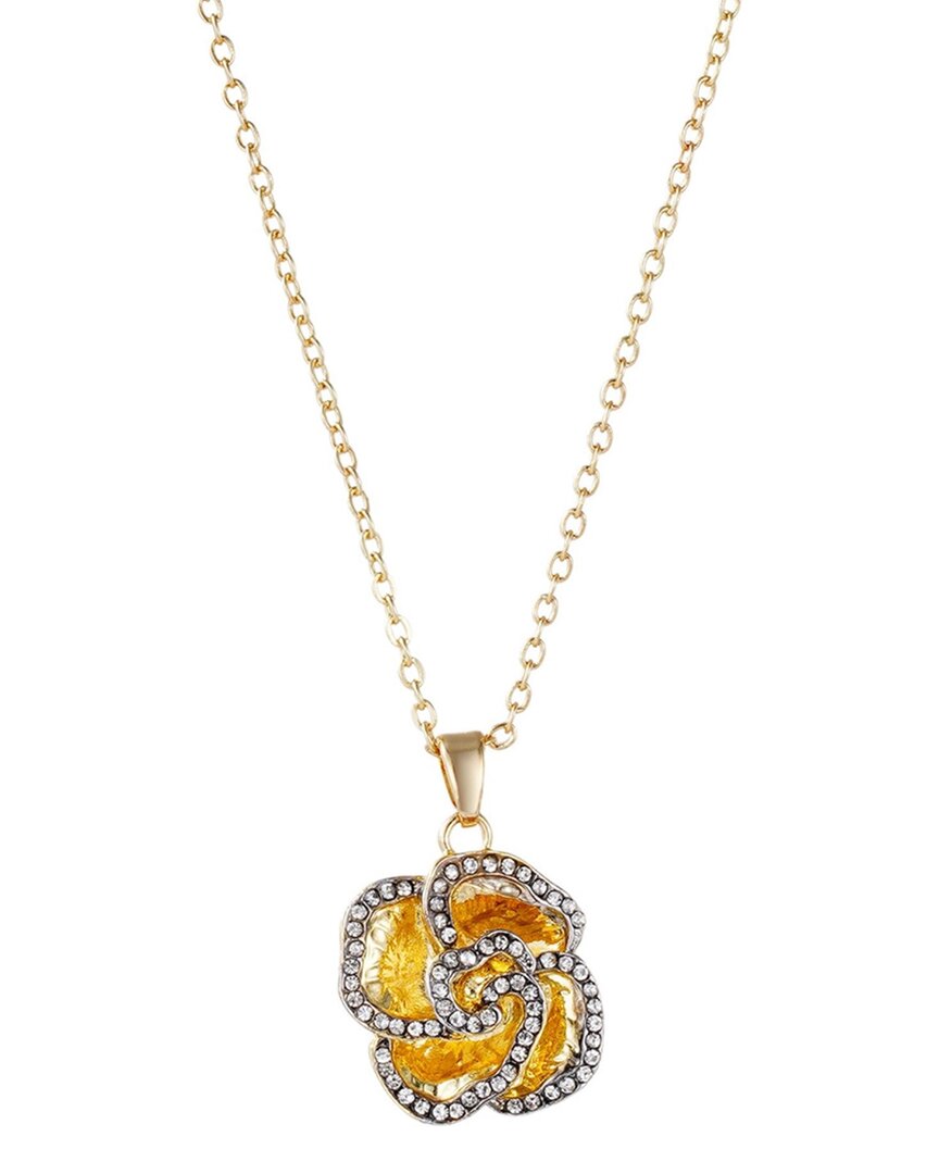 Adornia Plated Crystal Encrusted Flower Pendant Necklace In Gold