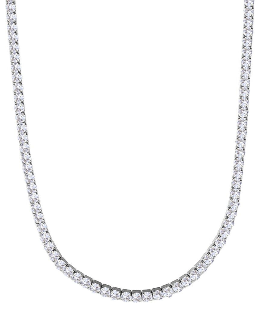 Adornia Silver Crystal 3mm Tennis Chain Necklace In Silver