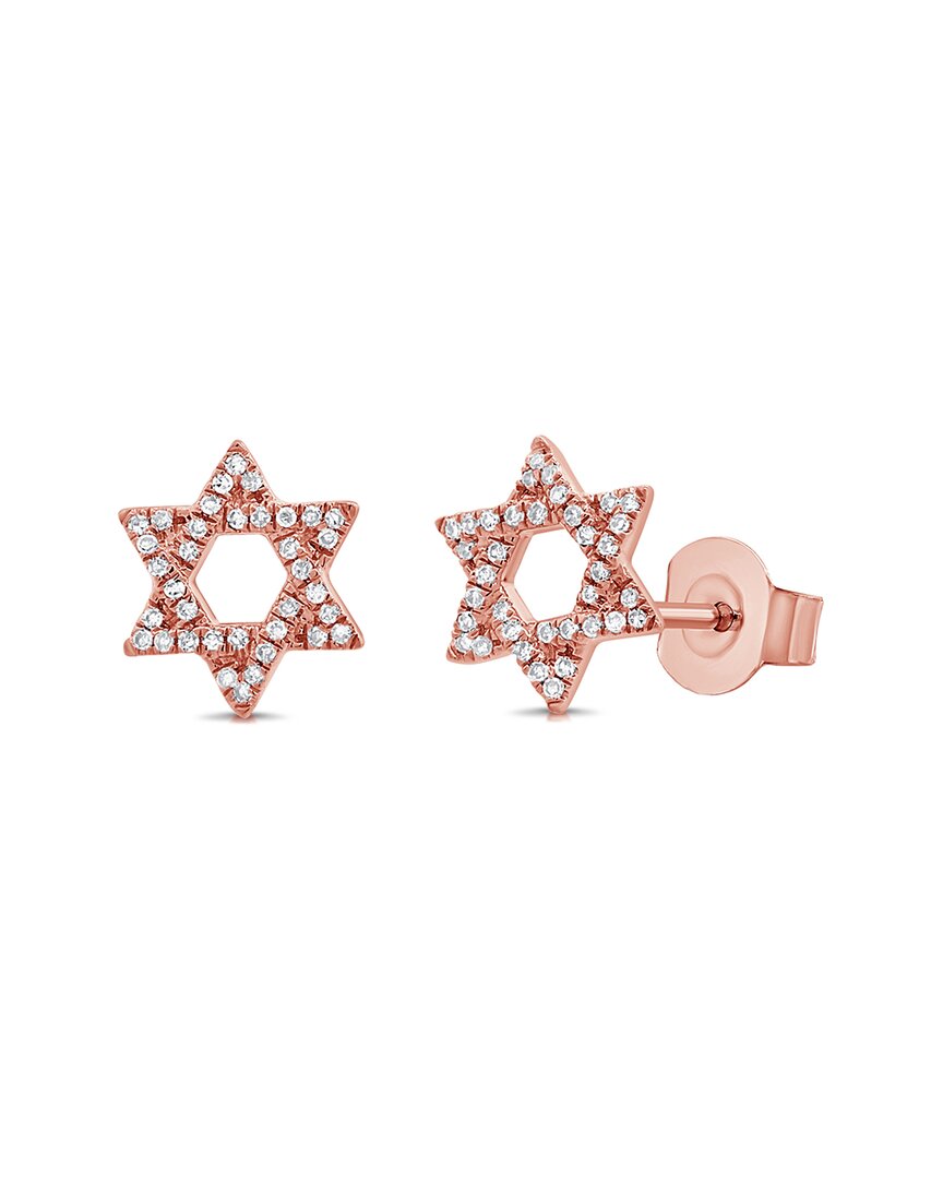 Sabrina Designs 14k Rose Gold 0.14 Ct. Tw. Diamond Star Of David Studs