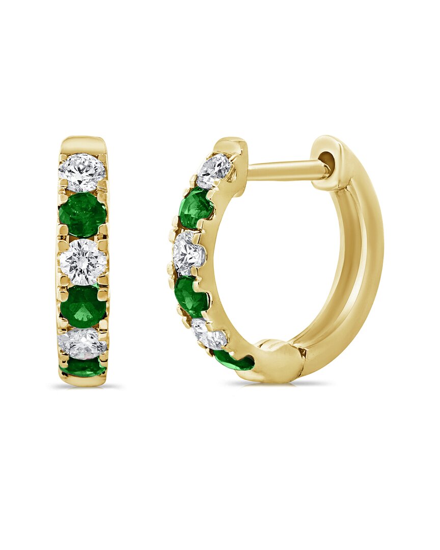 Sabrina Designs 14k 0.52 Ct. Tw. Diamond & Emerald Huggie Earrings