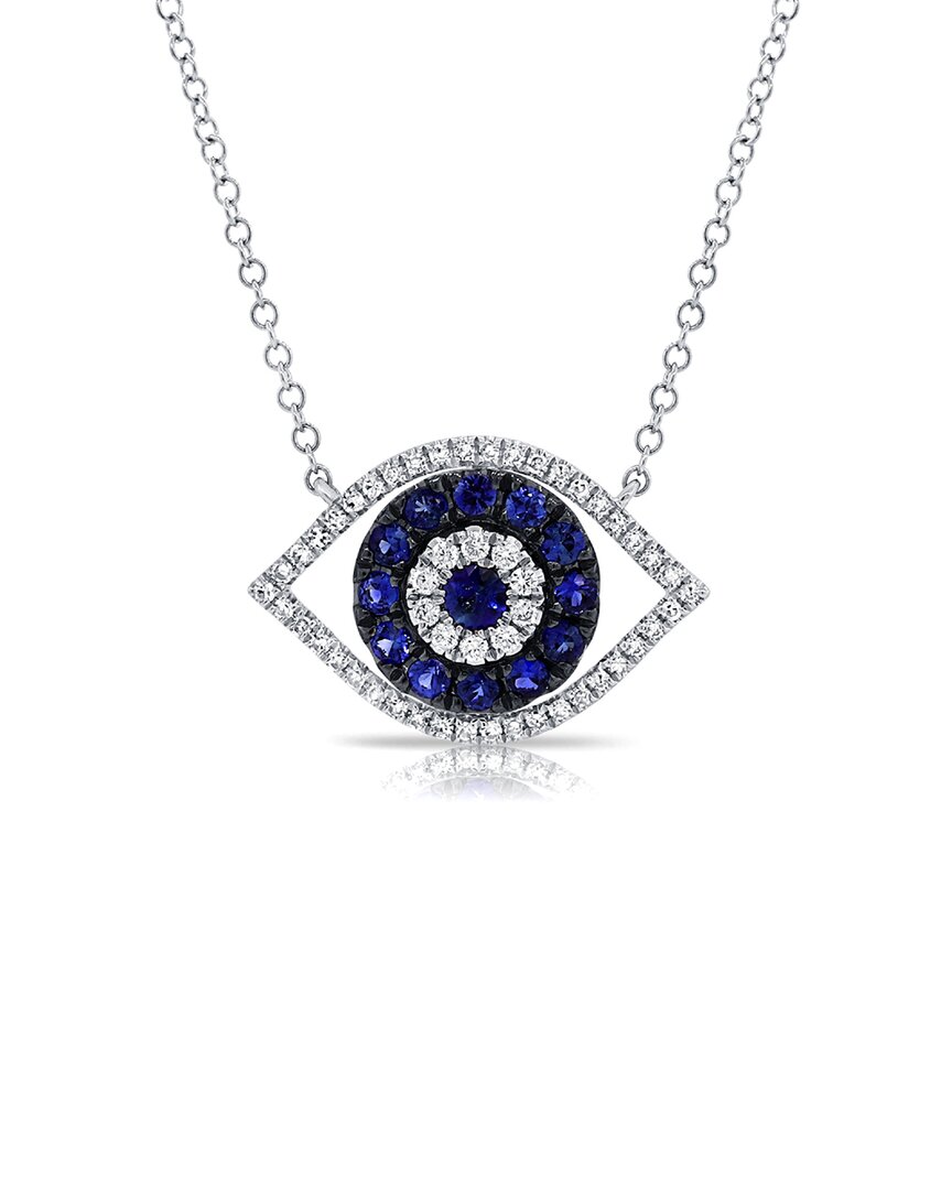 Sabrina Designs 14k 0.61 Ct. Tw. Diamond & Sapphire Evil Eye Necklace