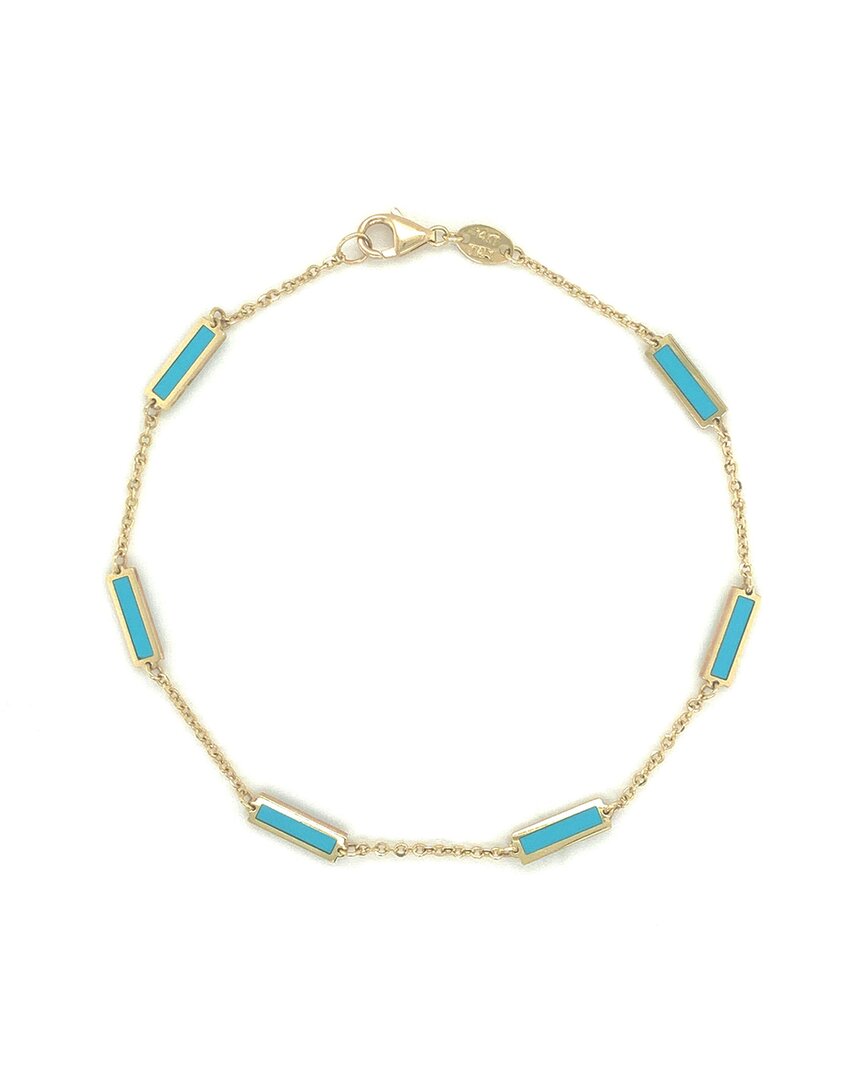 Sabrina Designs 14k Turquoise Station Bar Bracelet In Gold