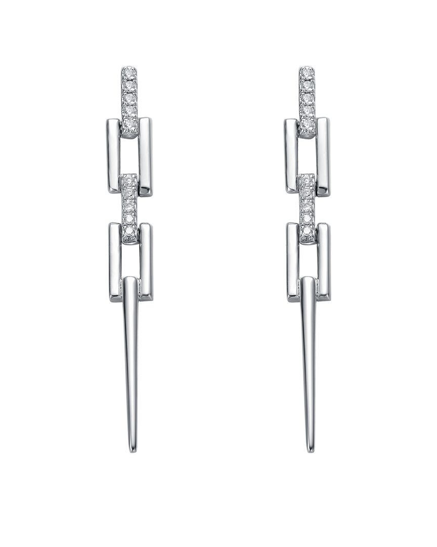 Genevive Silver Cz Drop Earrings