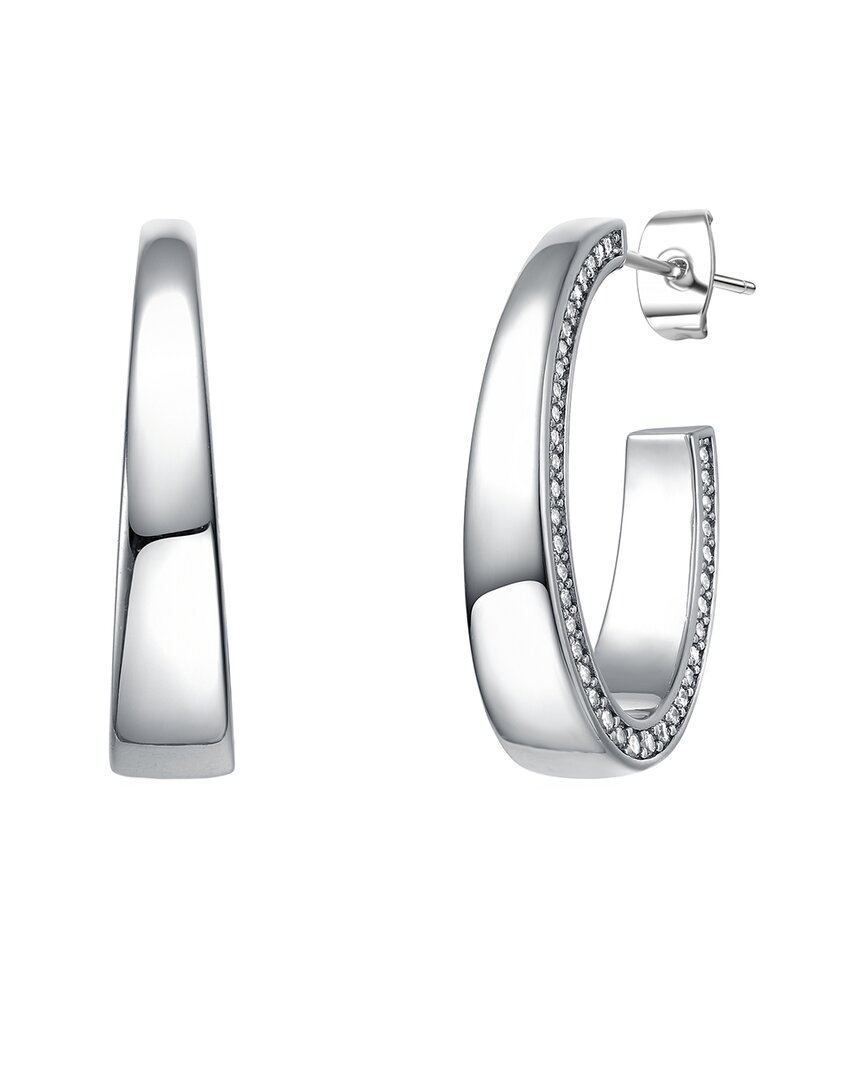 Genevive Silver Cz Tapered C Hoops