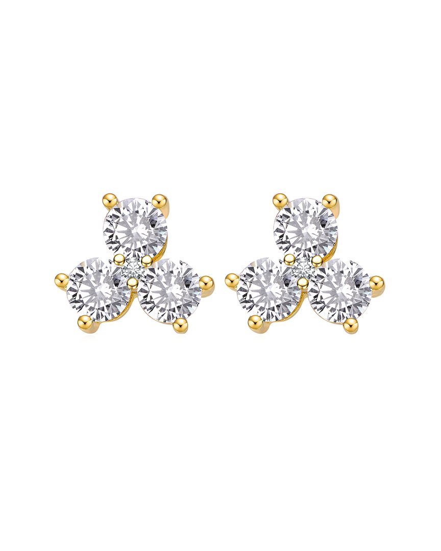 Genevive 14k Over Silver Cz Clover Studs