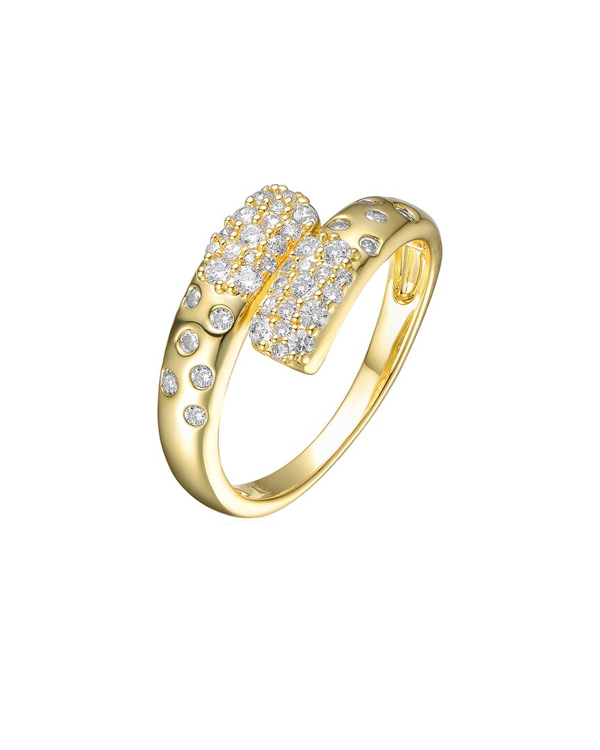 Genevive 14k Over Silver Cz Clear Wide Band Ring