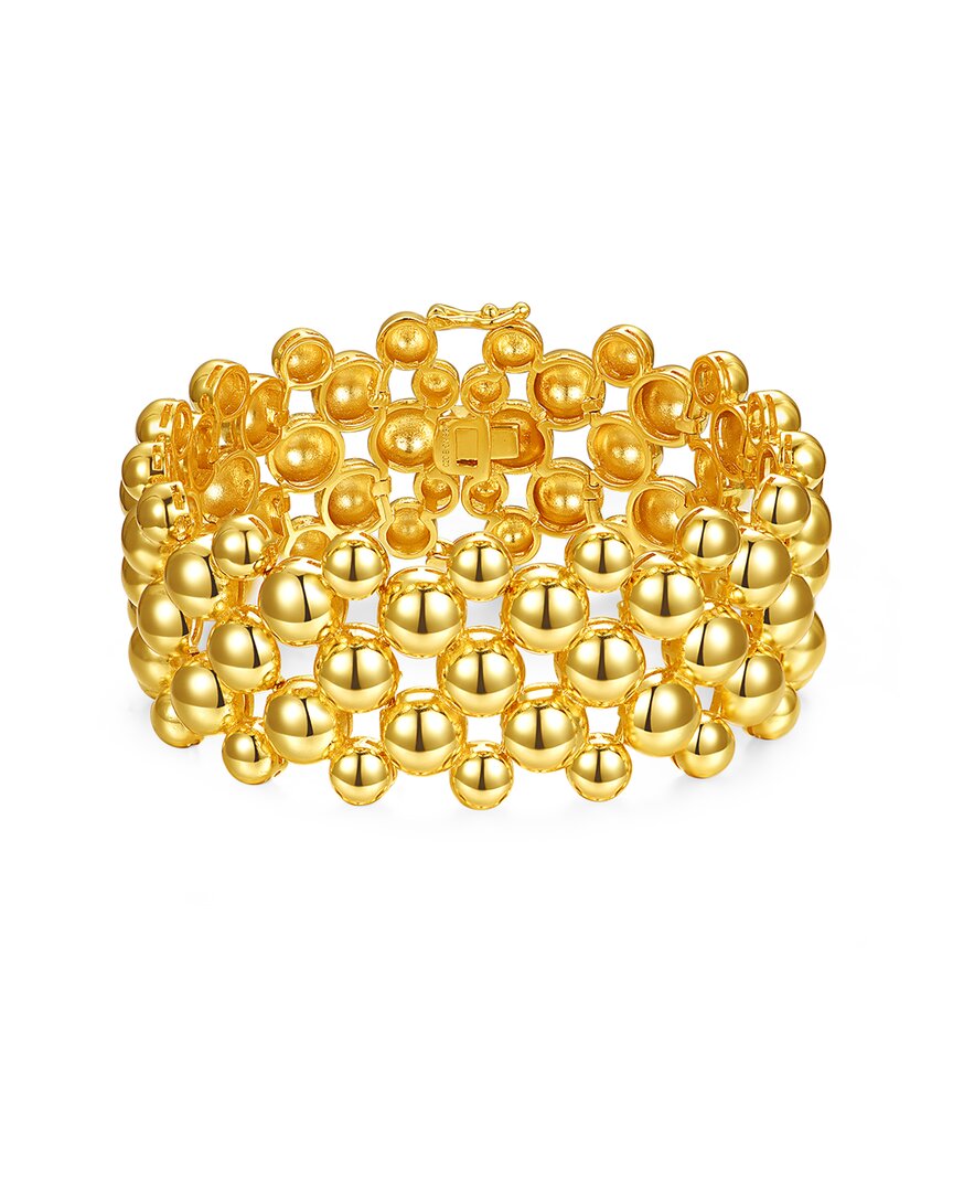 Shop Rachel Glauber 14k Plated Wide Medallion Mesh Link Bracelet