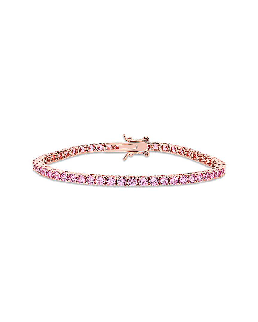 Diamond Select Cuts Rose Gold Vermeil Cz Tennis Bracelet In Pink