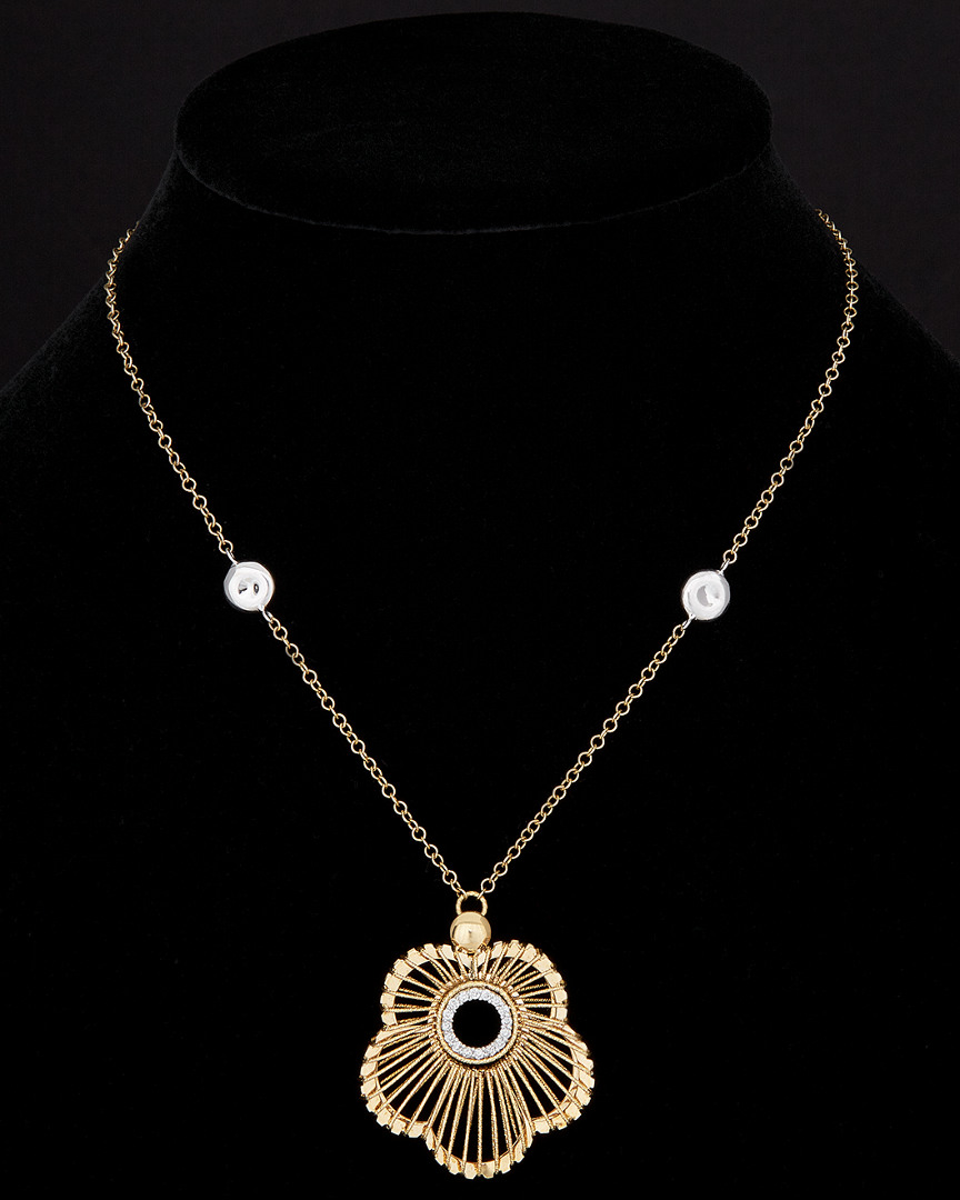 Meshmerise 18k Italian Gold 0.25 Ct. Tw. Diamond Flower Necklace