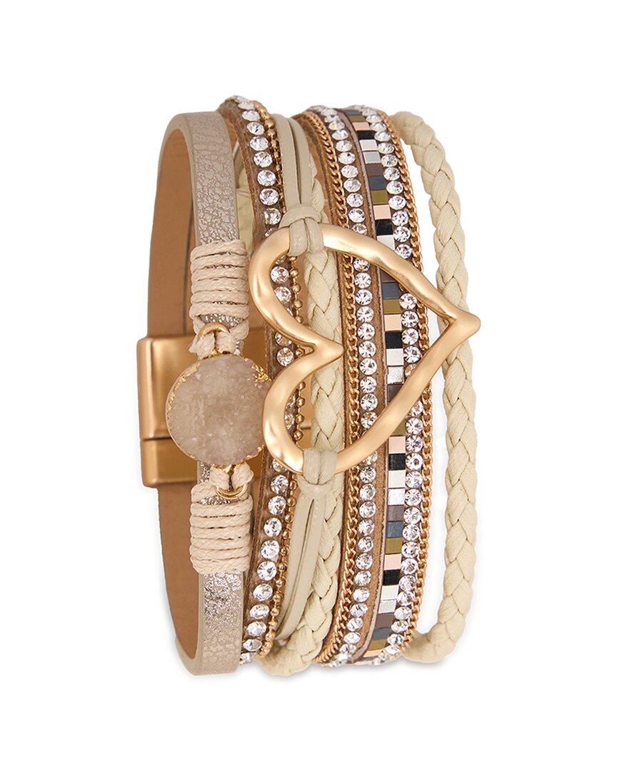 Saachi Golden Heart Druzy Bracelet In Gold