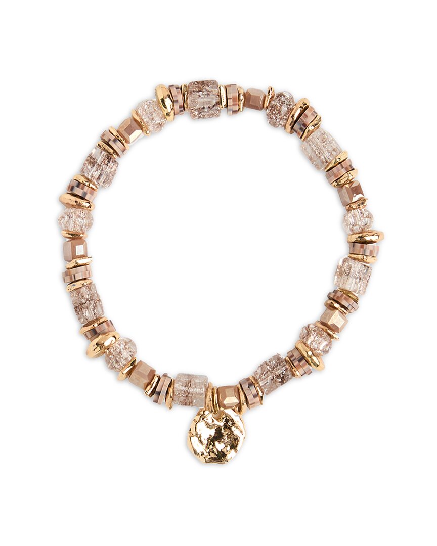 Saachi Rose Beaded Stretch Hammer Bracelet In Gold