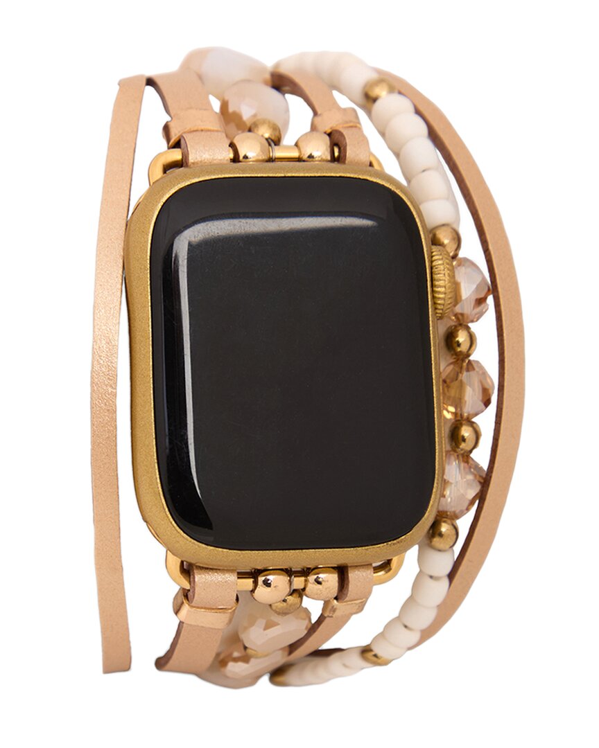 Saachi Beaded Dream Leather Watch Band In Gold