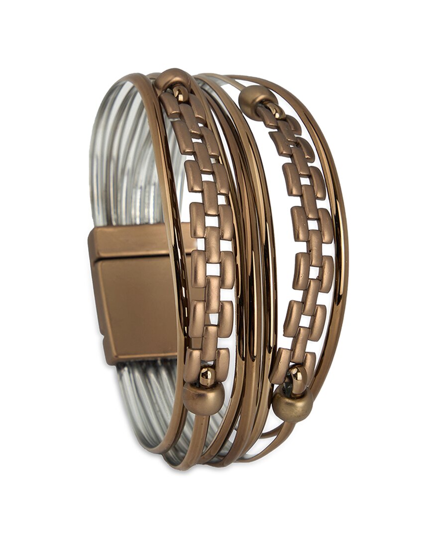 Saachi Chain & Cord Leather Bracelet In Brown