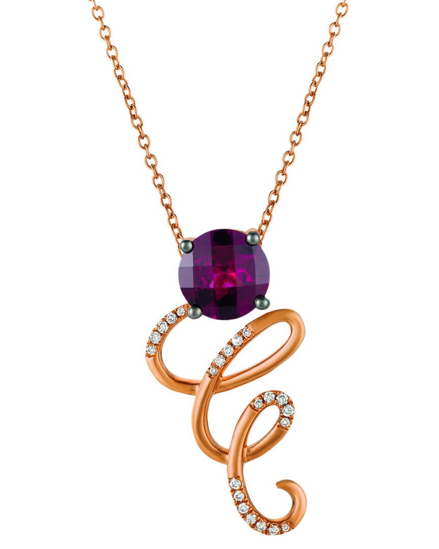 Le Vian ® 14k Strawberry Gold 1.69 Ct. Tw. Diamond & Rhodolite Pendant Necklace