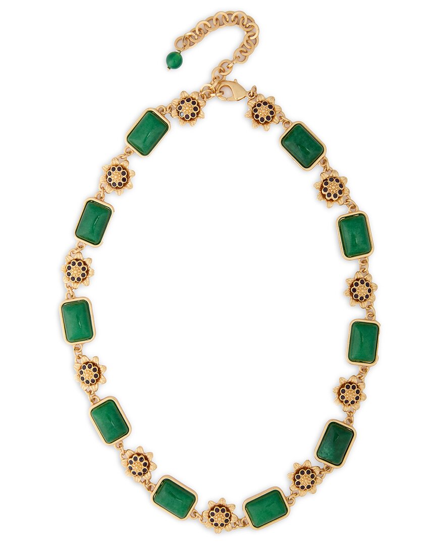 Saachi Floral Gemstone Necklace In Gold