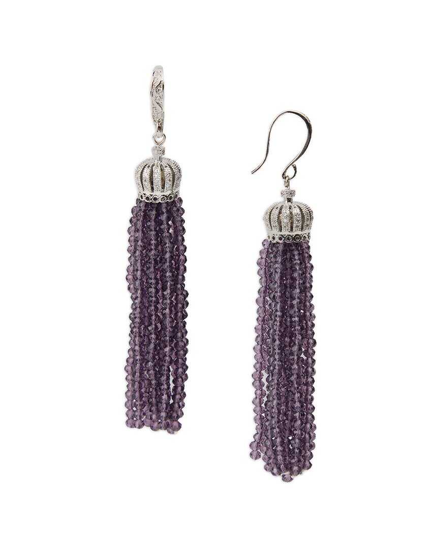 Saachi Crown Tassel Drop Earrings In Purple