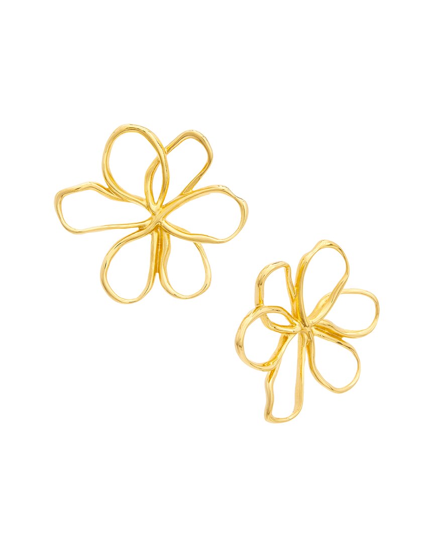 Oscar De La Renta Flower Thread Stud Earrings In Gold
