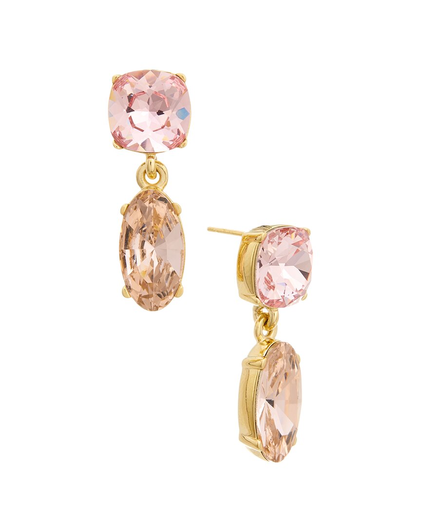 Oscar De La Renta Crystal Two-drop Earrings In Gold
