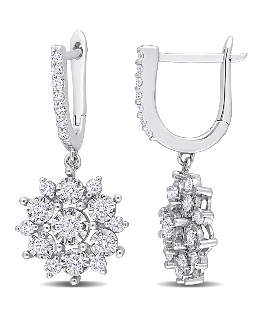 Rina Limor 14k 0.83 Ct. Tw. Diamond Floral Drop Clip-on Earrings