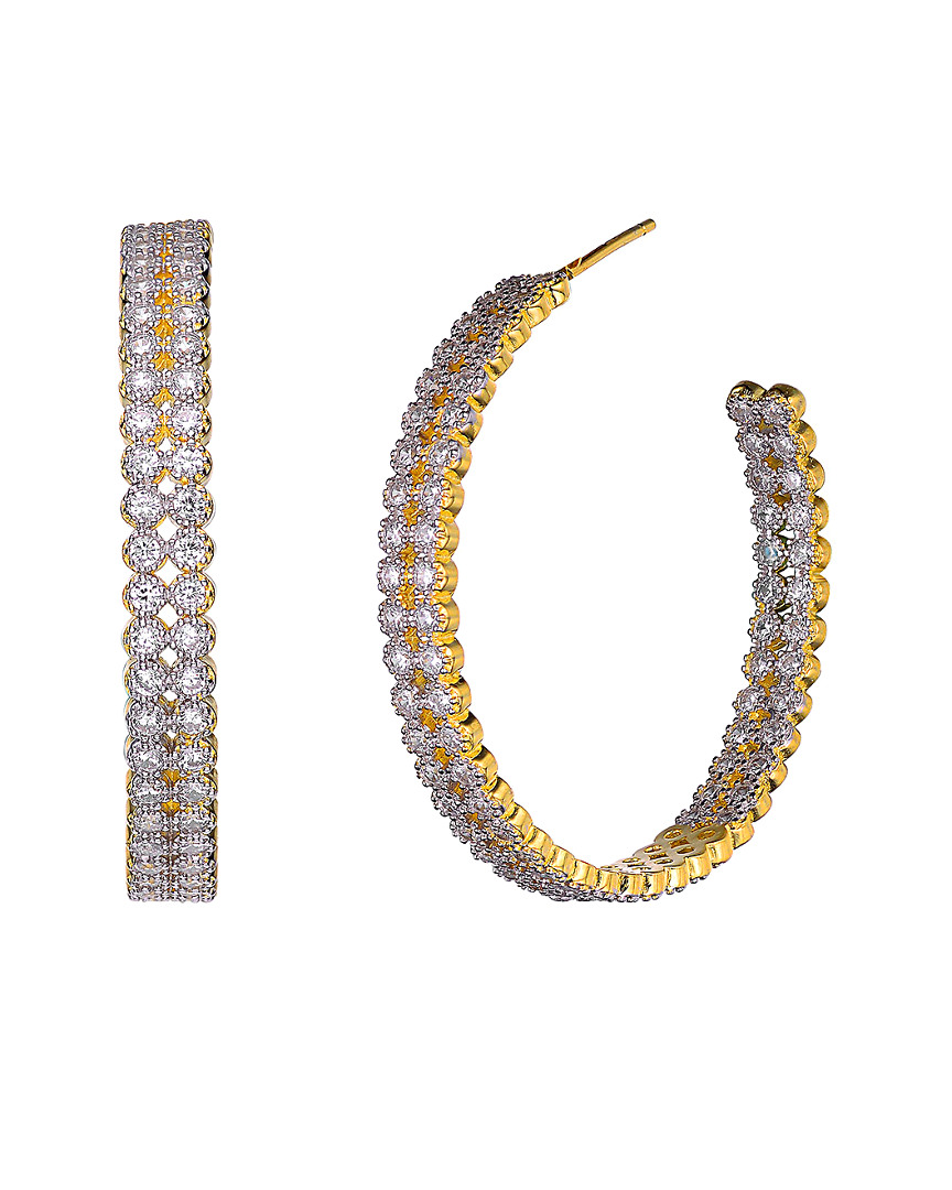 Genevive 14k Over Silver Cz Hoop Earrings