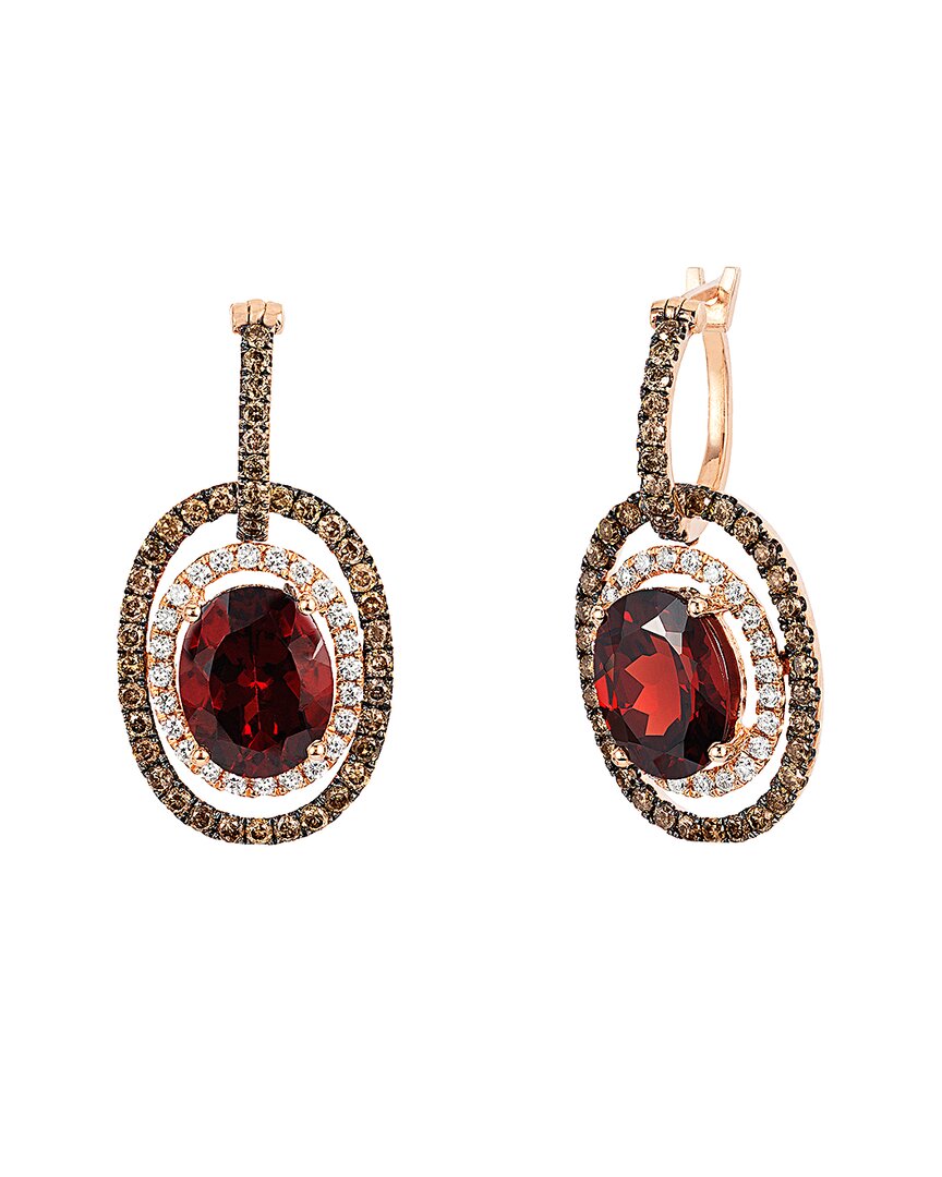 Le Vian 14k Rose Gold 7.32 Ct. Tw. Diamond & Garnet Drop Earrings
