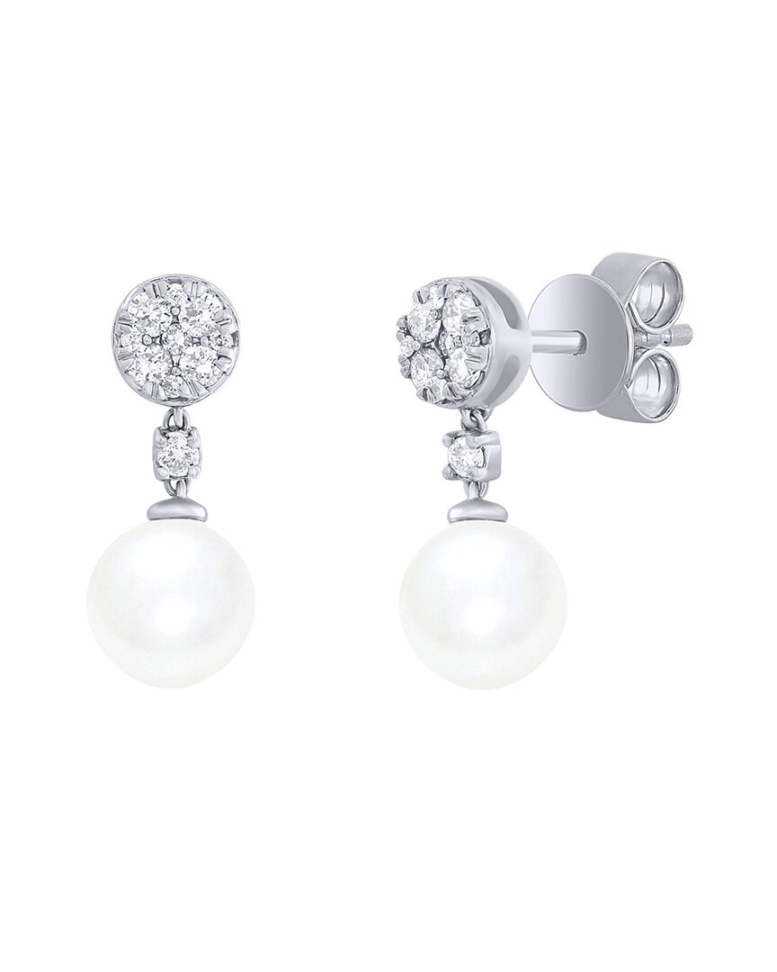 Sabrina Designs 14k 2.74 Ct. Tw. Diamond & Pearl Dangle Earring In Metallic