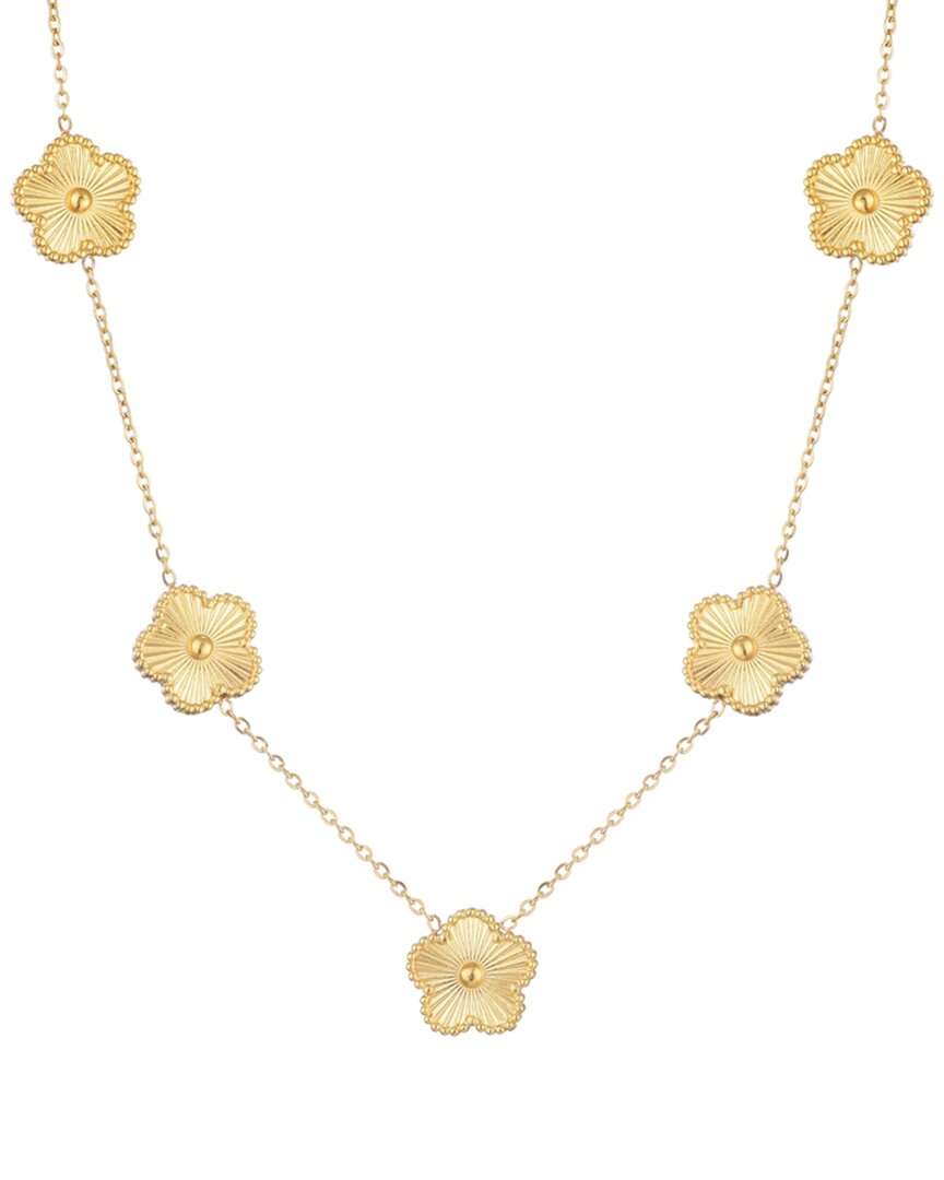 Adornia Tarnish Resistant 14k Yellow Gold Plated 5-leaf Clover Station Necklace In Gold