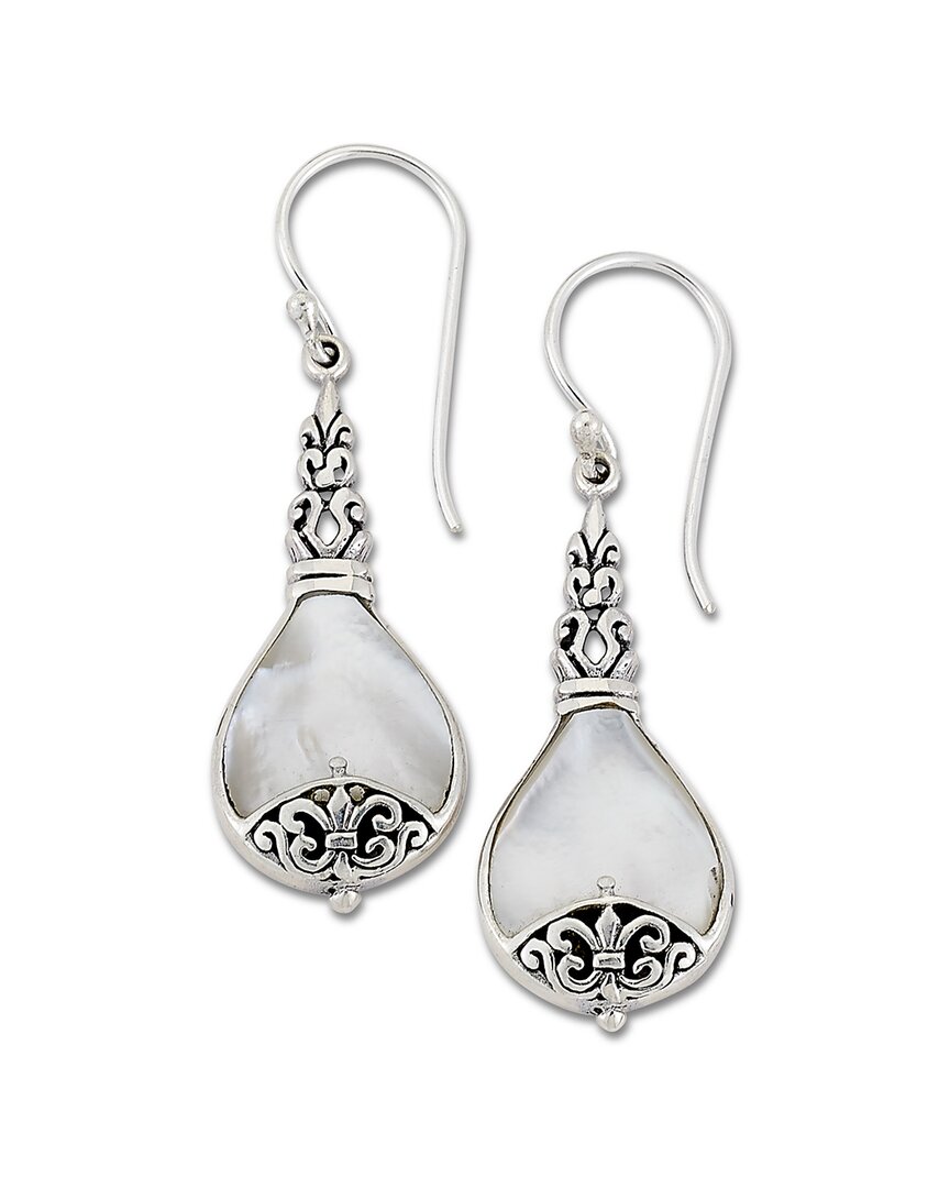 Samuel B. Silver Pearl Scrollwork Earrings