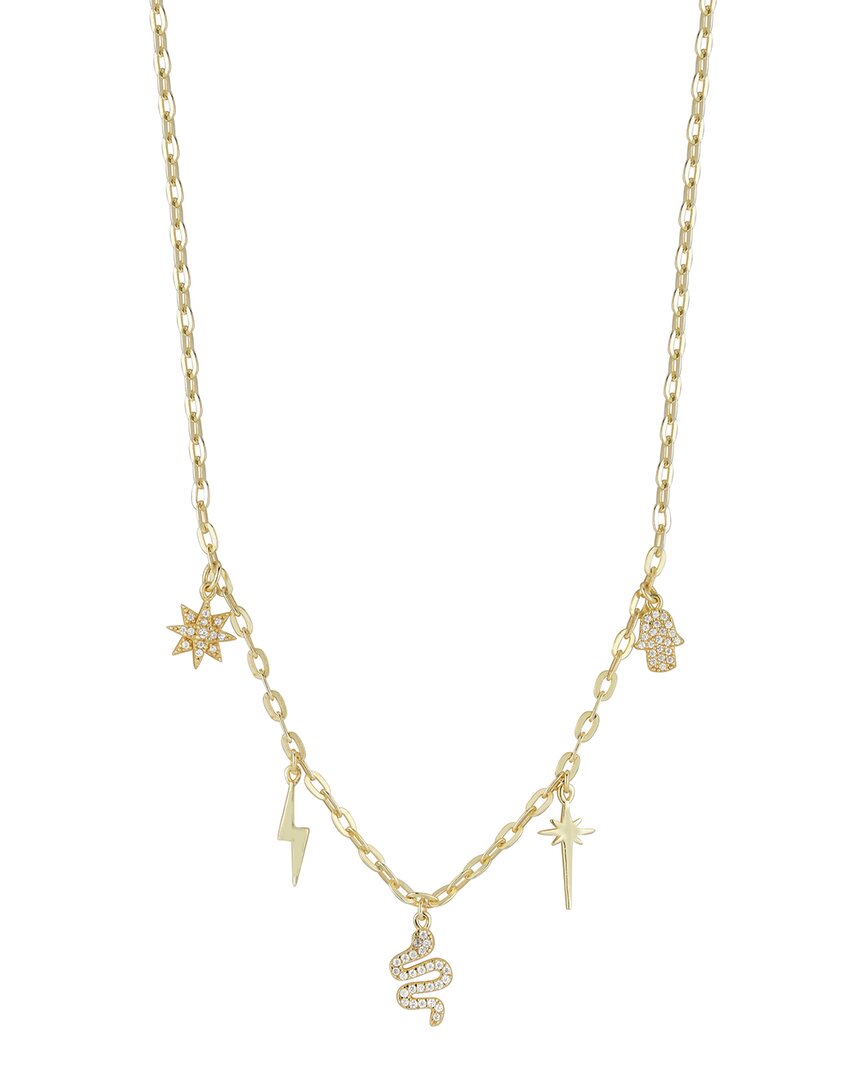 Sphera Milano 14k Over Silver Cz Charm Necklace In Gold