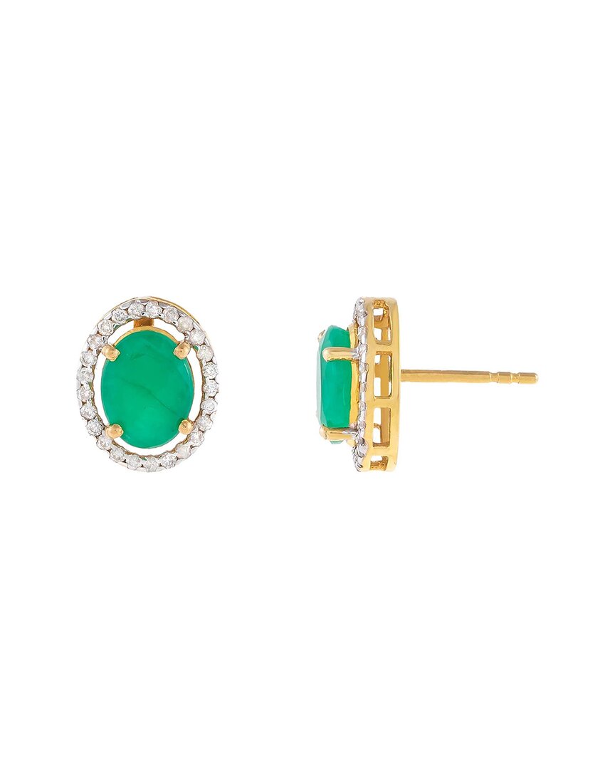 Forever Creations Usa Inc. Forever Creations Signature Collection 14k 3.12 Ct. Tw. Diamond & Emerald Studs