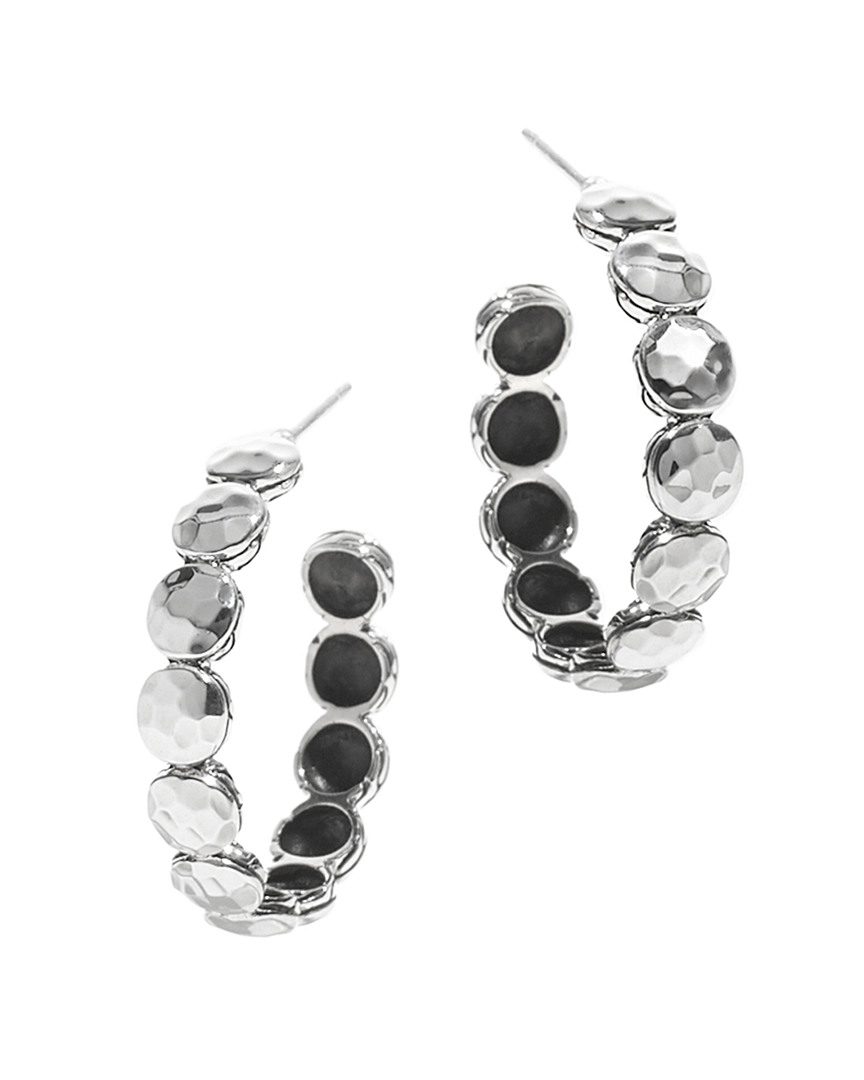 John Hardy Silver Dot Hammered Disc Small Hoops